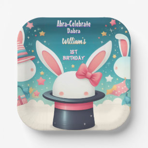 Plato De Papel Guay Cute Bunny Tv Fiesta Magic Show 1er cumpleaño