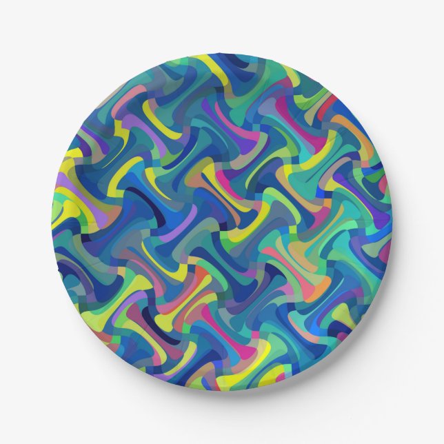 Plato De Papel Guay de patrones multicolor (Anverso)