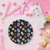 Guay divertido colorido donuts patrón negro