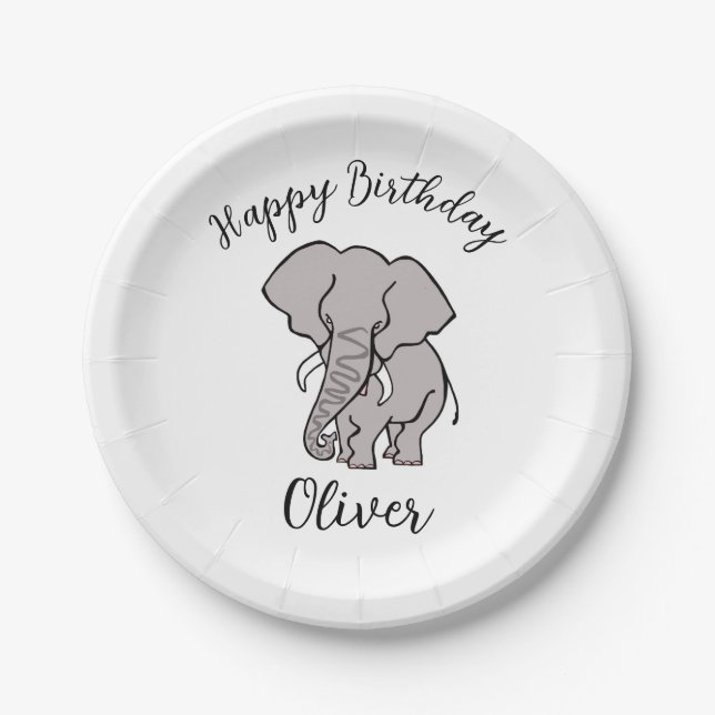 Plato De Papel Guay graphic ELEPHANT - Feliz cumpleaños - Fiesta (Anverso)