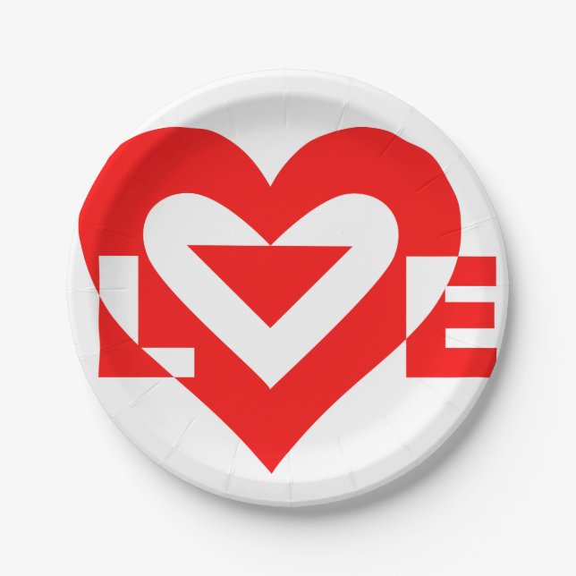 Plato De Papel Guay Love Graphic, rojo (Anverso)