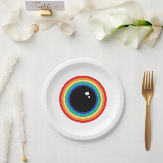 Plato De Papel Guay Rainbow Eyeball (Boda)