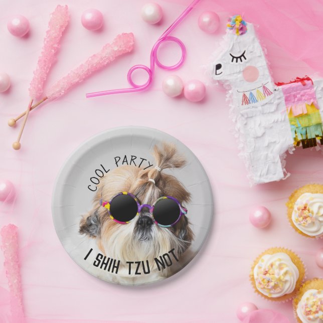 Plato De Papel Guay Shih Tzu no es divertido Fiesta de gafas de s (Fiesta)