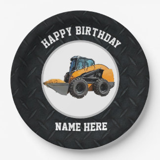 Plato De Papel Guay Skid Steer Heavy Equipment Machinery Cumpleañ