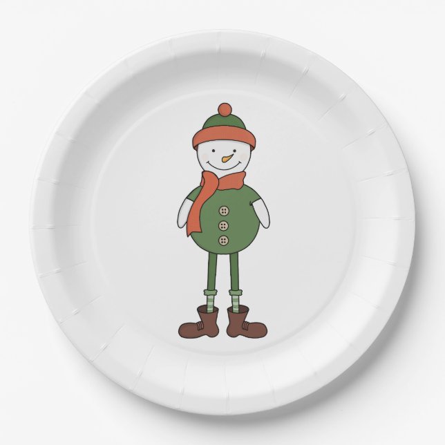 Plato De Papel Guay Snowman (Anverso)