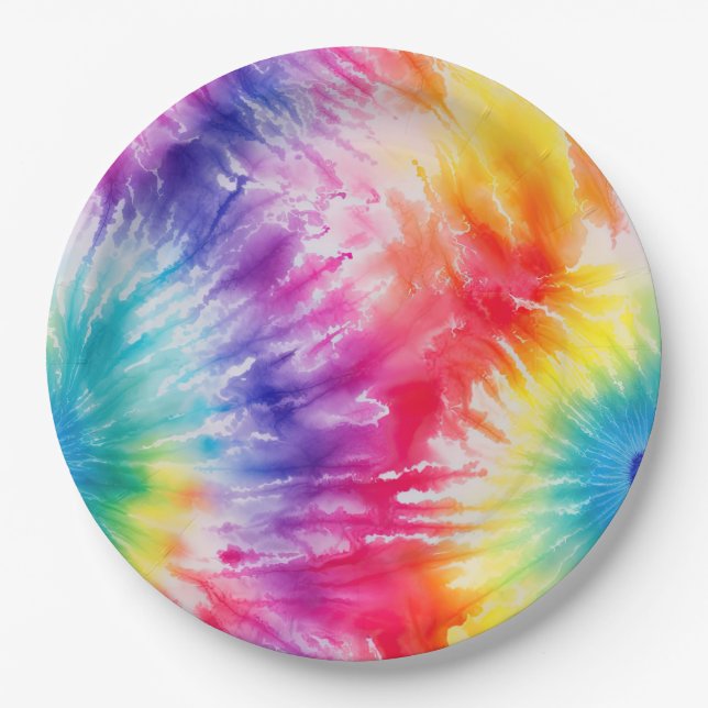 Plato De Papel Guay Tie Dye Sun Burst (Anverso)