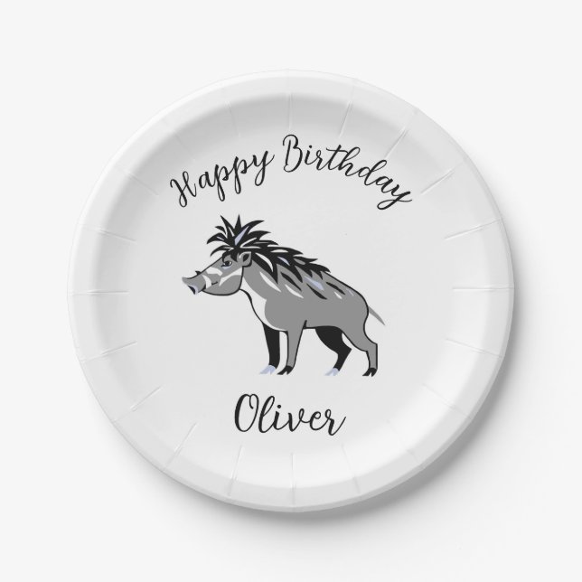 Plato De Papel Guay WARTY PIG -Warthog - Animales salvajes - (Anverso)