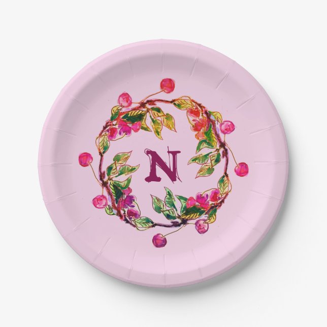 Plato De Papel Guerra de cerezos por Linandara Plate (Anverso)