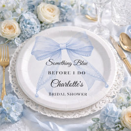 Plato De Papel Guest book Bridal Shower bow something blue