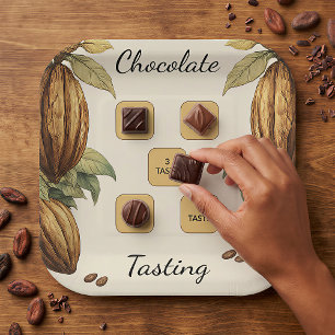 Plato De Papel Guía de Cata de Chocolate Estilo Vintage