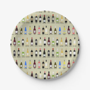Plato De Papel Guía de identificación de botellas de vino Prueb