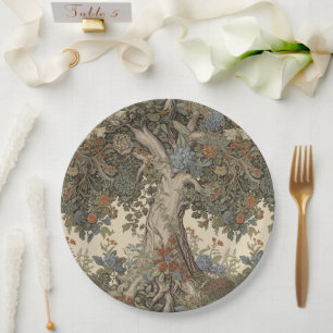Plato De Papel Guillermo Morris Árbol De La Vida Vintage Pre-Raph