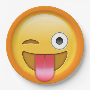 Plato De Papel Guiñando a emoji la placa de papel