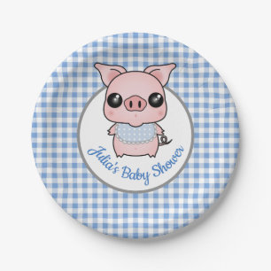 Plato De Papel Guinga azul Baby Shower guarro