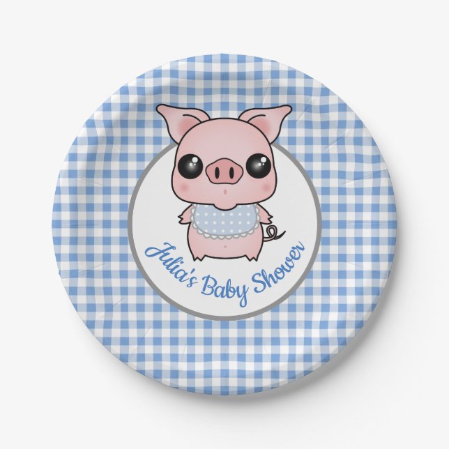 Plato De Papel Guinga azul Baby Shower guarro (Anverso)