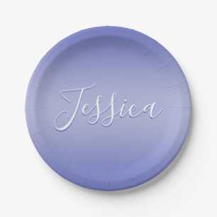 Plato De Papel Guión cursivo editable Violeta blanca y púrpura