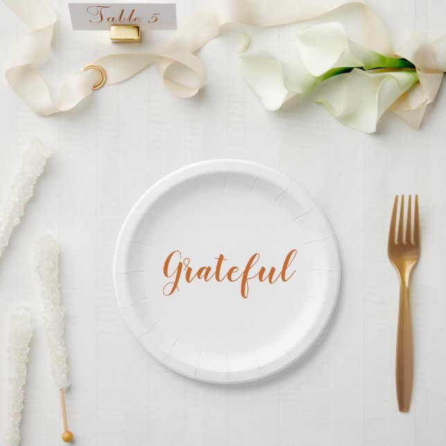 Plato De Papel Guión de especias naranja agradecido lindo día de  (Boda)