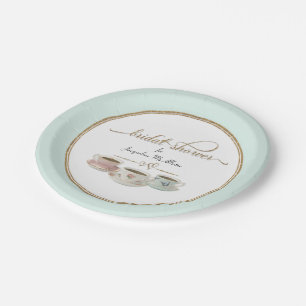 Plato De Papel Guión de la decoración de la ducha de Fiesta de té