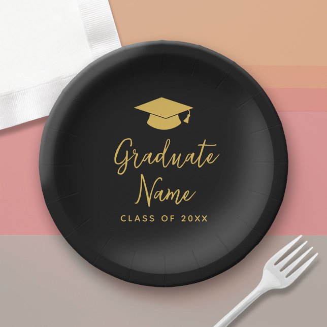 Plato De Papel Guión de nombre de grado con tapa - Graduación de  (Custom Graduation Paper Plate)