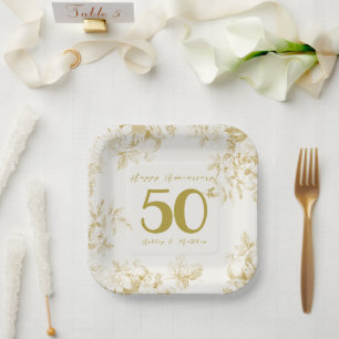 Plato De Papel Guión de personalizado de la época dorada del aniv