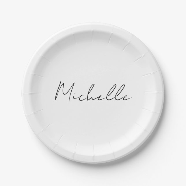 Plato De Papel Guión estilo Clásico Añadir su nombre (Anverso)