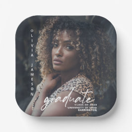 Plato De Papel Guión manuscrito moderno para graduados | Foto