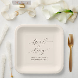 Plato De Papel Guión mínimo moderno Género revelar Fiesta Beige