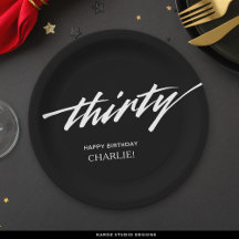 Guión moderno Blanco negro 30 cumpleaños