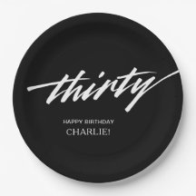 Guión moderno Blanco negro 30 cumpleaños