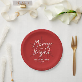 Plato De Papel Guión moderno Merry & Bright Copos de nieve Navida