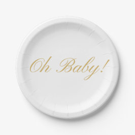 Plato De Papel Guión simple Oh Bebé| Baby Shower