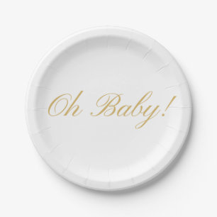 Plato De Papel Guión simple Oh Bebé Baby Shower