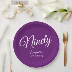 Plato De Papel Guión simplemente moderno Otoño Morado 90 cumpleañ