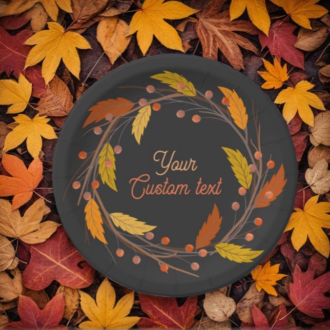 Plato De Papel Guirnalda de hojas de otoño personalizadas de plat (Subido por el creador)