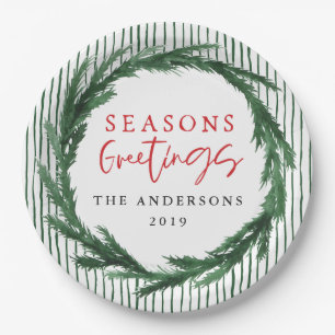 Plato De Papel Guirnalda de la acuarela + día de fiesta del