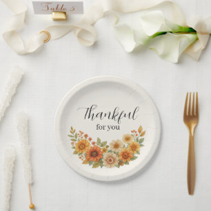 Plato De Papel Guirnalda de Otoño - Acción de Gracias Floral de C
