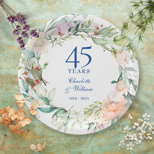 Plato De Papel Guirnalda de rosas 45º 65º aniversario de bodas