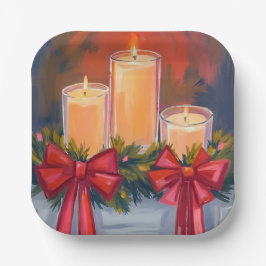 Plato De Papel Guirnalda de velas de Navidad Pintura acuarela