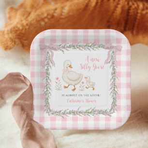 Plato De Papel Guirnalda de Verdor Silly Goose Baby Shower