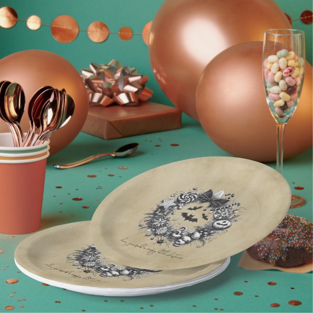 Plato De Papel Guirnalda espeluznante (Multi)