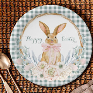 Plato De Papel Guirnalda floral de acuarela en tonos pastel suave