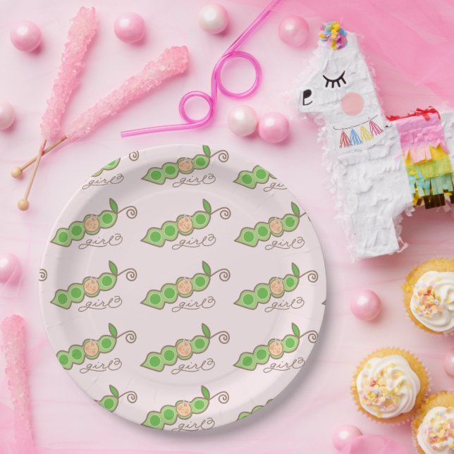 Plato De Papel Guisante rosado en las placas de papel de Baby (Fiesta)