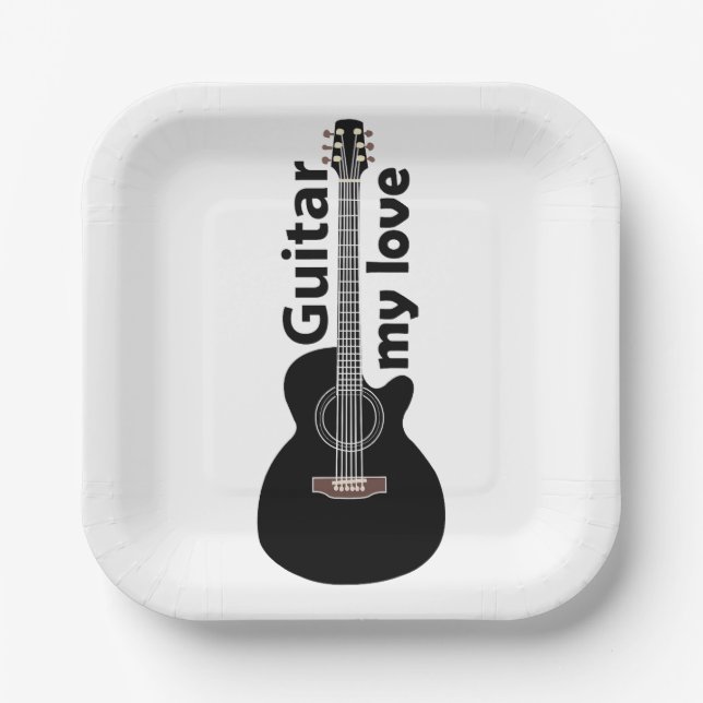 Plato De Papel Guitar My Love Guitar Fiesta musical (Anverso)