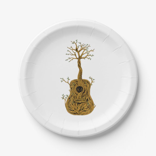 Plato De Papel Guitarra acústica árbol de camisas de la vida guit (Anverso)