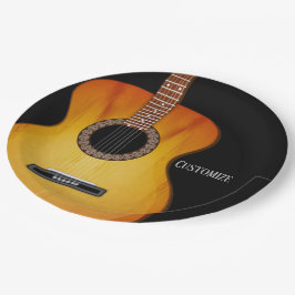 Plato De Papel Guitarra acústica negra personalizada