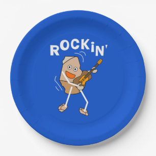 Plato De Papel Guitarra blanca de Rockin