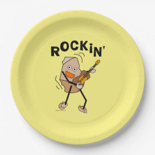 Plato De Papel Guitarra blanca de Rockin