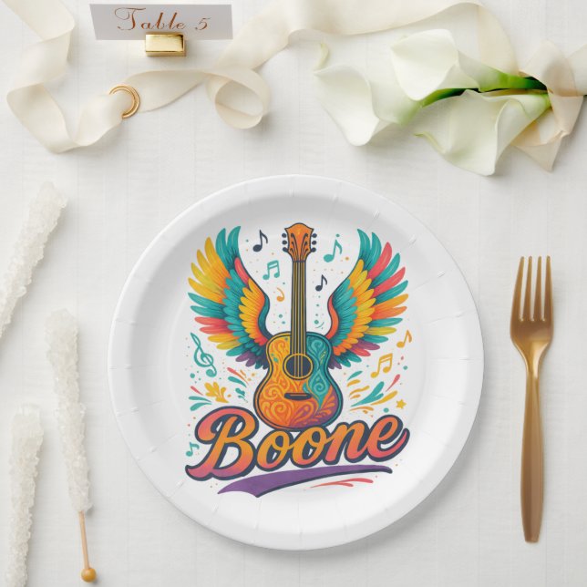 Plato De Papel Guitarra Boone (Boda)