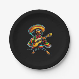Plato De Papel Guitarra de Cinco de Mayo Dachshund Mariachi