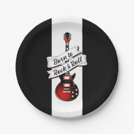 Plato De Papel Guitarra de Rocker nacida en Fiesta de Rock y Roll